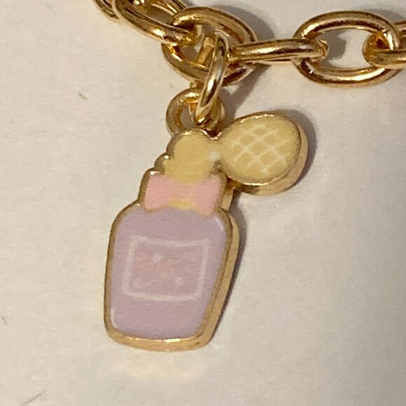 Disney Aristocats Marie Cat Charm Bracelet Pink Bow Signed 7-8" White Gold Tone - Picture 8 of 13